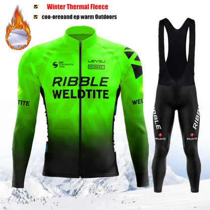 2025 Pro Warm Winter Thermal Fleece Cycling Jersey Sets Men Outdoor Riding MTB Ropa Ciclismo Bib Pants Set Team Cycling Clothing