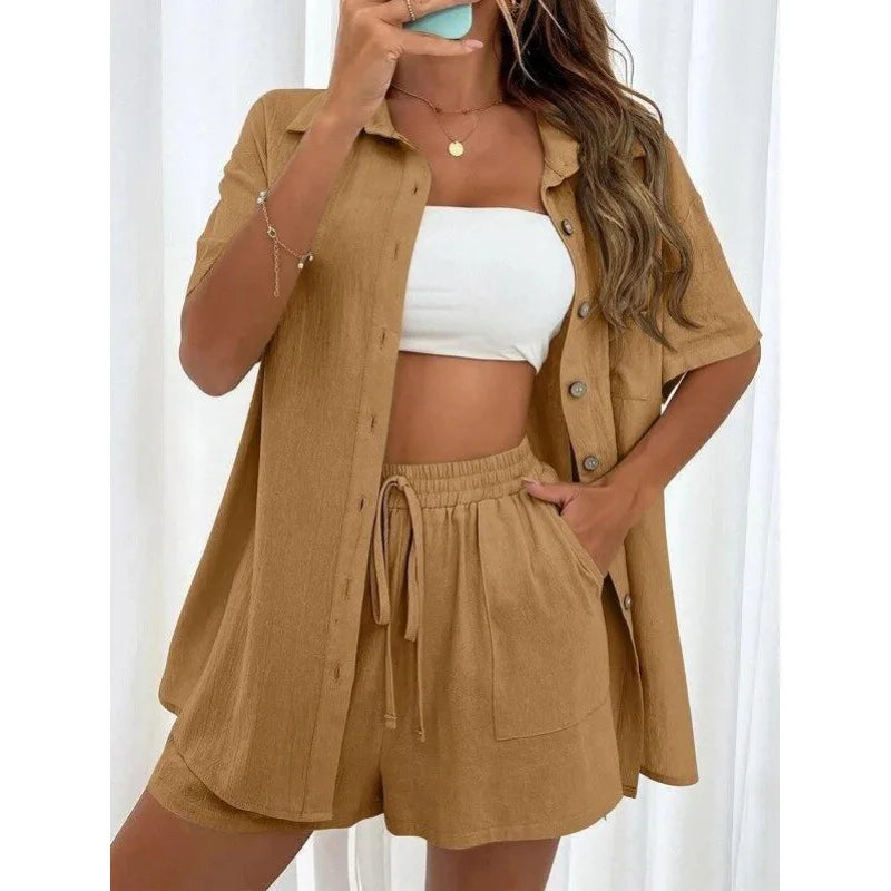 Faionable Casual ort Sve irt And orts Set Women&