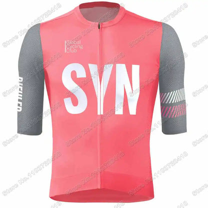 2025 SYN Cycling Jersey Set Pink Orange Green Grey Cycling Clothing Men Short Sleeve Kit Road Bike Shirt Suit Bicycle Bib Shorts