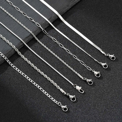 7pcs/set Simple Chain Bracelet for Men Women,Stainless Steel Silver Color Metal Chain Wristband,Basic Layered Jewelry Gift