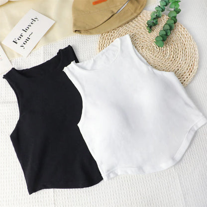 Summer Women Tank Tops Solid Color Camisole with padded Bra sexy Off Shoulder O Neck Elastic Tank Top Casual Sport Vest