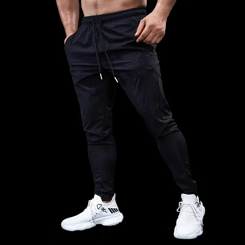 Summer Men Sports Pants Quick-drying Trousers Gym Fitness Slim Casual Thin Cuffed Small-leg Pants Running Basketball Breathable