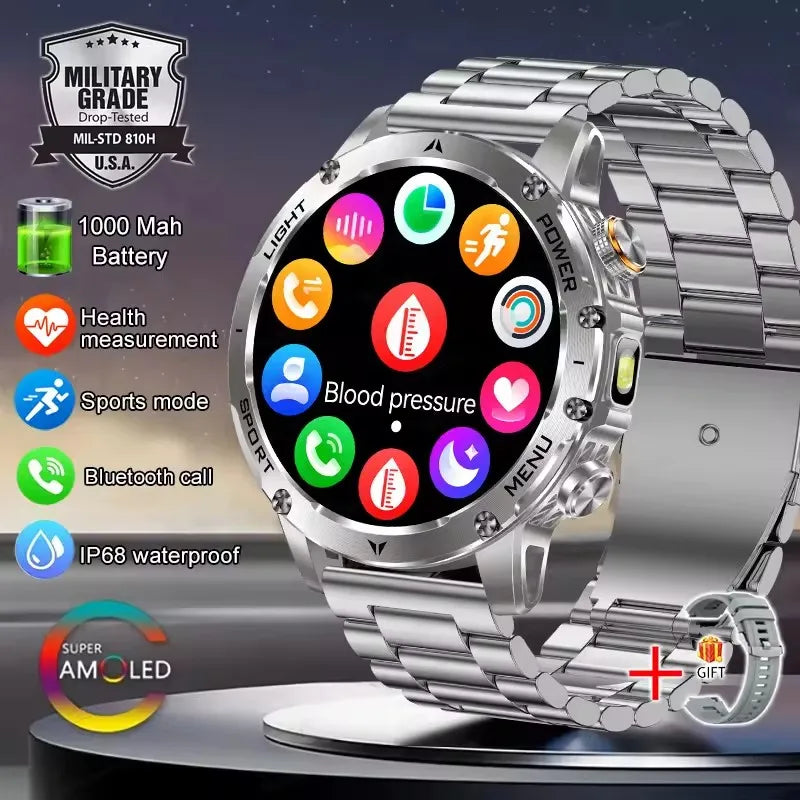 T-Rex 3 Military Grade 1000mAh Battery Smart Watch IP68 Waterproof GPS Bluetooth call AMOLED HD Men Sports 2026 New Smartwatch