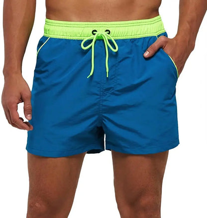 Men Summer Swim Shorts Swimwear Trunks Swimsuits Quickly Dry Surf Beach Board Elastic Waist Swim Pants Surffing Shorts with Mesh