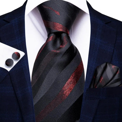 Hi-Tie Designer Burgundy Paisley 63inch Silk Mens Tie Extra Long Ties for Men Woven Classic 160cm Mens Necktie Pocket Square Set