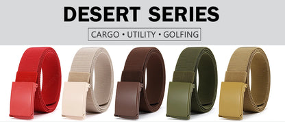 Men Female Belts Military Nylon Adjustable Belt Outdoor Travel Tactical Waist Belt with Plastic Buckle for Pants 125cm