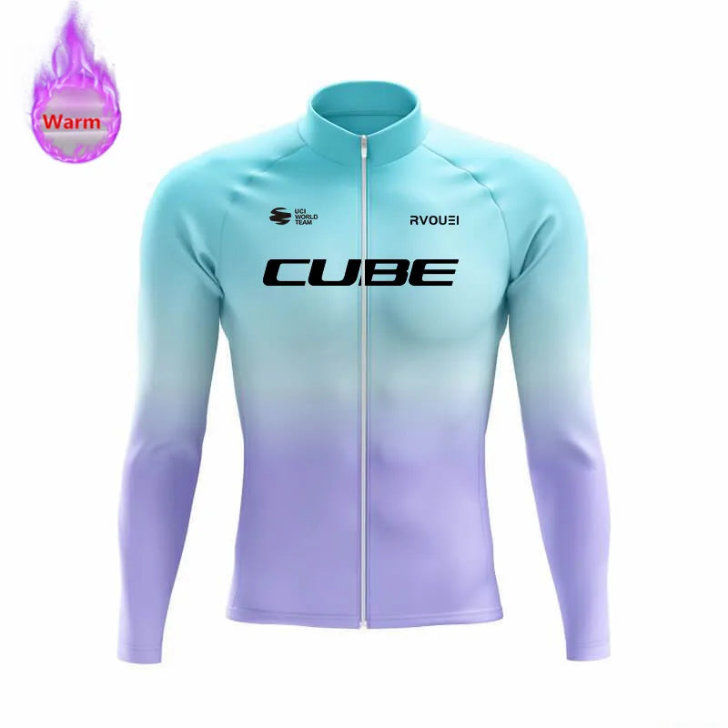Winter Thermal Fleece Cycling Jersey Sports Bike Rvouei Cube Pro Team Mountian Bicycle Clothing Ropa Ciclismo Invierno Hombre
