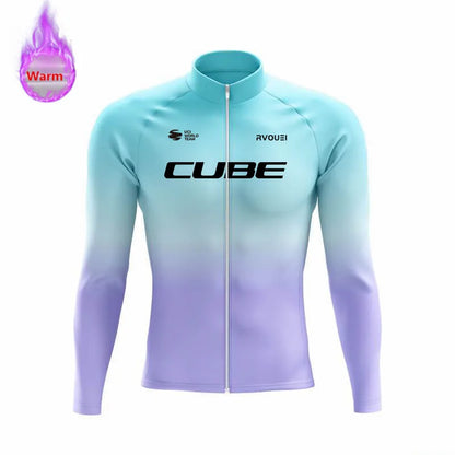 Winter Thermal Fleece Cycling Jersey Sports Bike Rvouei Cube Pro Team Mountian Bicycle Clothing Ropa Ciclismo Invierno Hombre