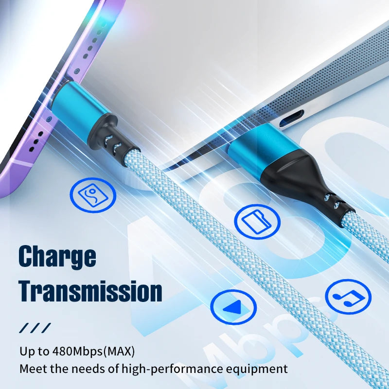 Two Tow Three 100w Braided Fast Charge Data Cable Pd For Mobile Phone Tablet Fully Compatible With Huawei Xiaomi Multi Interface