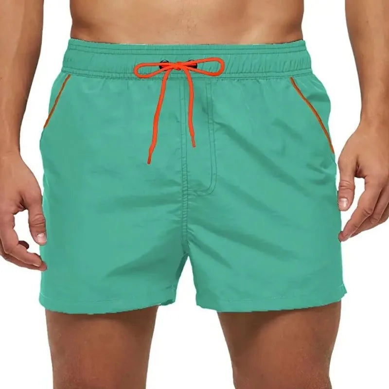 Men Summer Swim Shorts Swimwear Trunks Swimsuits Quickly Dry Surf Beach Board Elastic Waist Swim Pants Surffing Shorts with Mesh
