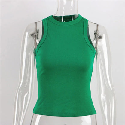 Tank Tops Women Yellow Casual Vest Sleeveless Camis Shoulder Women&
