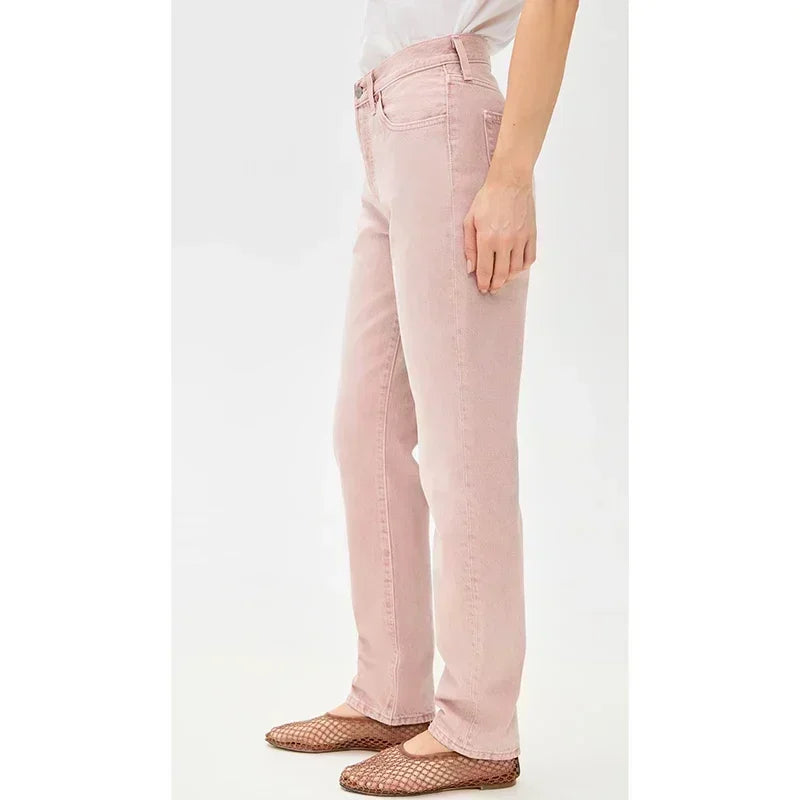 2025 Ins Fashion Jeans Women Comfortable High Waisted White Jeans Girls Thin Stretch Denim Pants Female Straight Leg Trousers