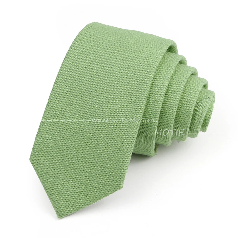 Mens Ties 6cm Classic Cotton Handmade Skinny Neck Ties For Men Soild Color Narrow Collar Slim Orange Grey Blue Tie Casual Tie