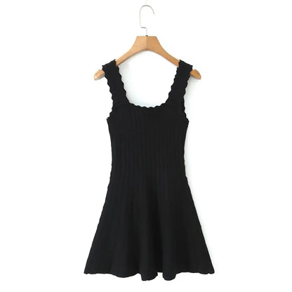 YENKYE 2025 Women O Neck Sleeveless A-line Slim Knit Dresses Casual Autumn Tank Mini Dress
