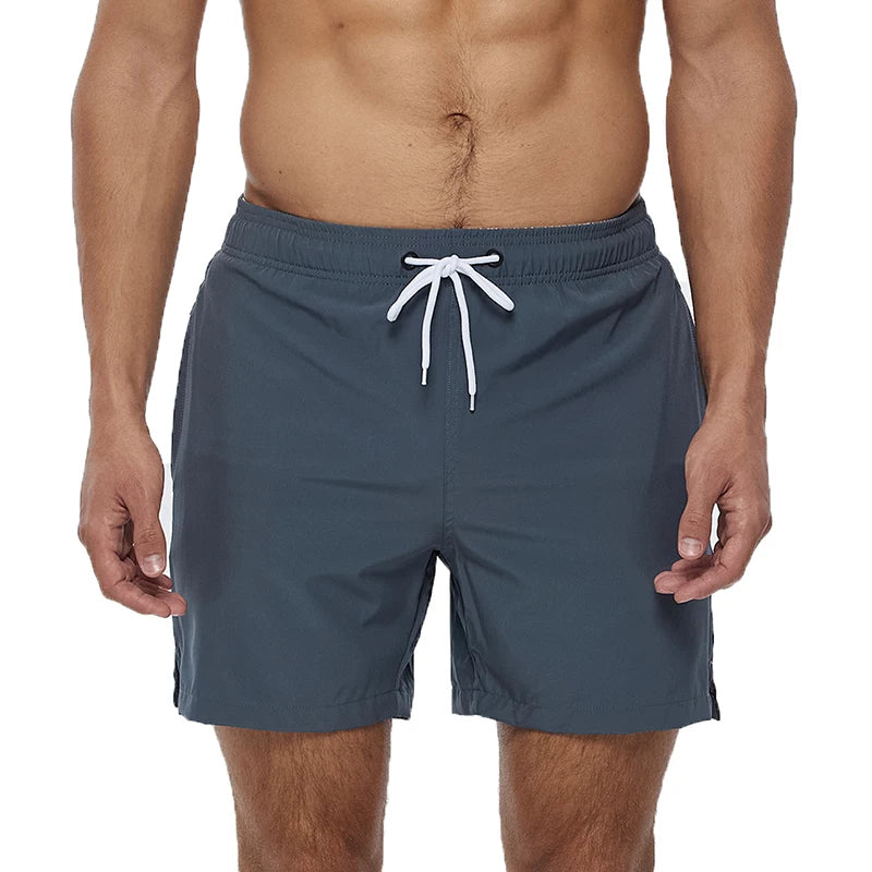 Datifer Summer 2026 Mens Shorts Solid Color Gym Mesh Liner With Zipper Pockets Beach Quick Dry Bermudas Masculina Swimsuits