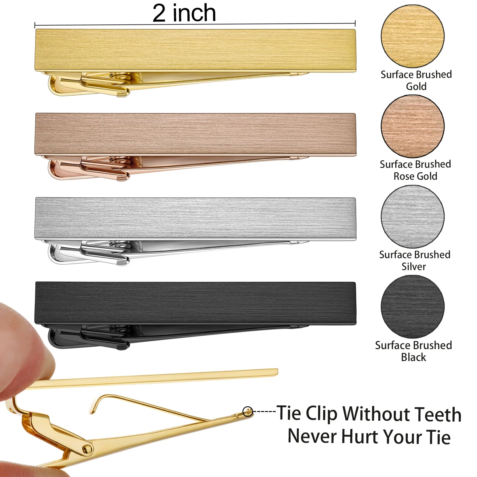 HAWSON Goldren Tie Clip For Men 2/2.2/2.5 inch Classic Copper Tie Bar Business Collar Pin Skiny Necktie Tie Pin Clip for Working
