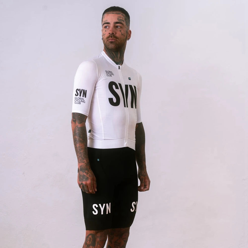 Riding Club Outdoor Leisure Cycling Dinner Entertainment Bicycle Clothing White Summer Short Sleeve jersey and Bib Shorts Set