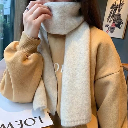 Sheep Wool Scarf for Men and Women, Couple Winter Thick Long Keep Warm Scarves, Solid Color Knitted Scarfs, Versatile and Warm