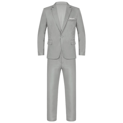 Men Gentleman Suit 2Pcs Formal Uniform Long Sleeve Lapel Blazer Jacket with Pants Office Meetings Business Wedding Party Outfits
