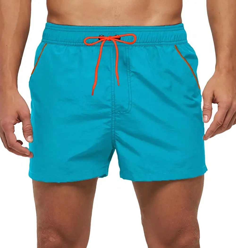 Men Summer Swim Shorts Swimwear Trunks Swimsuits Quickly Dry Surf Beach Board Elastic Waist Swim Pants Surffing Shorts with Mesh