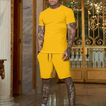 Casual summer outdoor sportswear set for men breathable T-shirt and shorts casual and fashionable two-piece sportswear