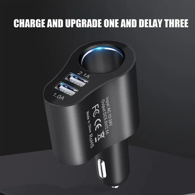 3 In1 USB Car Charger 12v/24v Car Splitter Adapter Fast double Charging Outlet Smart 80w Multifunctional Car Phone Charger