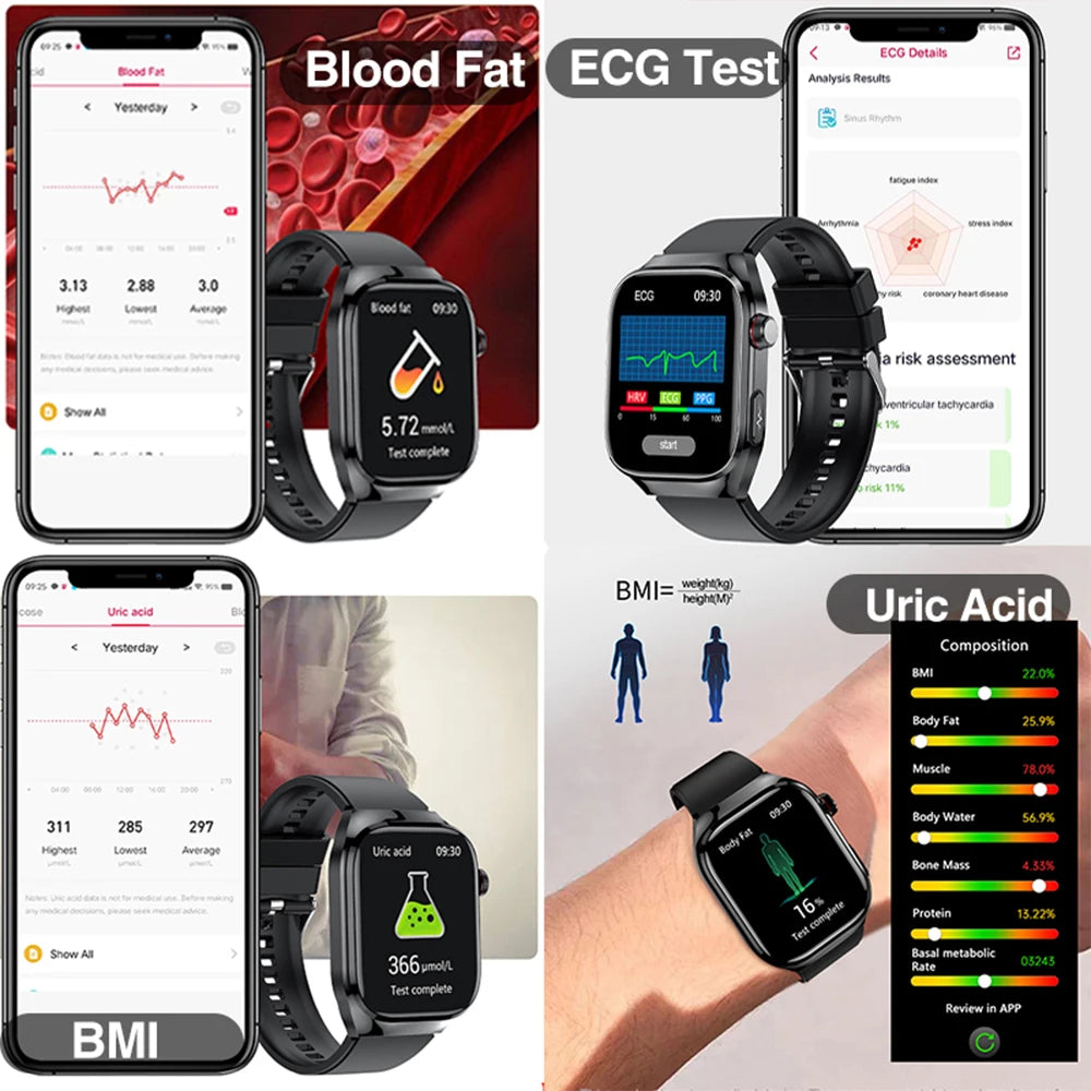 2026 New Smart Watch 2.04-inch AMOLED Screen Bluetooth Call IP68 Waterproof 650mA Sports Smartwatches Men Android Military-Grade