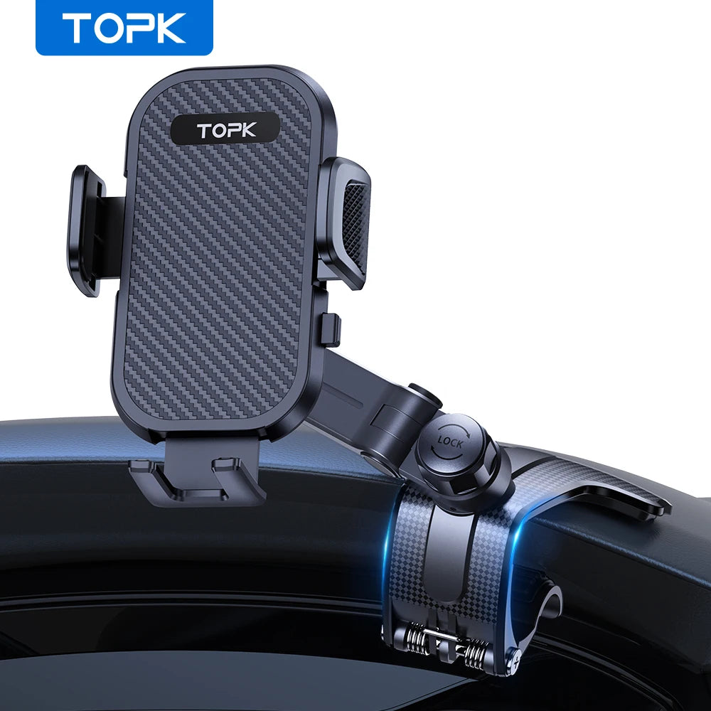TOPK Phone Mount for Car Dashboard 360 Degree Adjustable Cell Car Phone holder with Anti-slip Silicone Clip Multi-Angles&amp;Stable