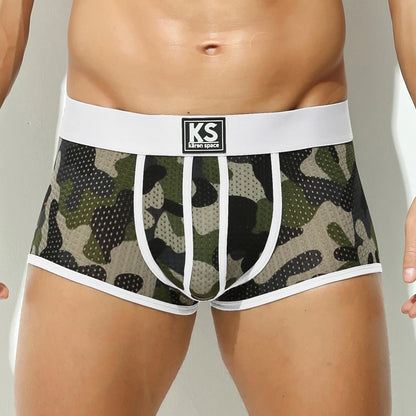 Fashion Boxers for Men Underwear Camouflage Printed Boxershorts Mesh Breathable Calzoncillos Hombre