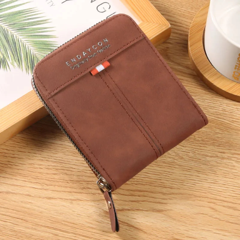 Vintage Credit Card Holder Men Wallets Business Short Coin Purse Zipper Hand Money Bag  Bank Cardholder Case Small Male Walet