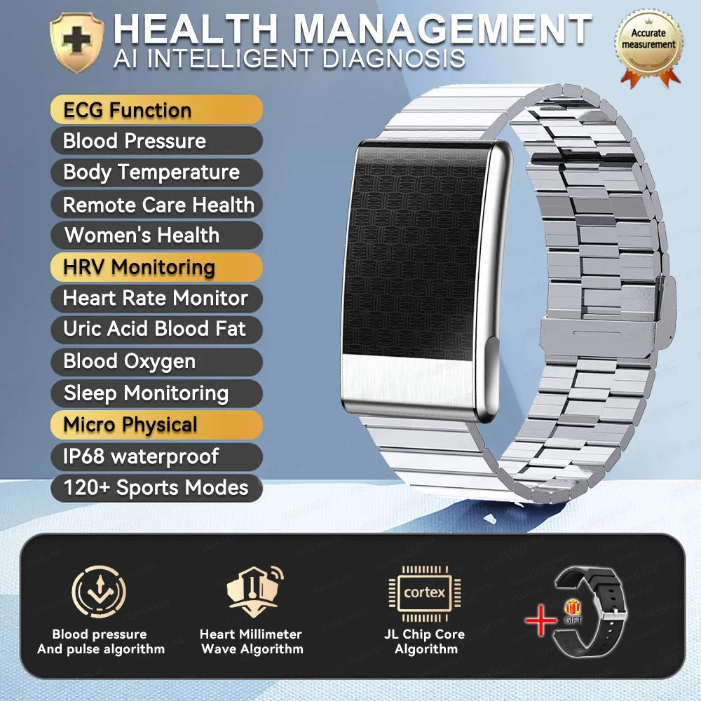 New Uric Acid Blood lipids Smart Bracelet Men ECG Blood Pressure Heart Rate Call Reminder Health Smart Bracelet No Screen Design