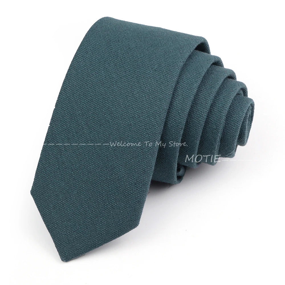 Mens Ties 6cm Classic Cotton Handmade Skinny Neck Ties For Men Soild Color Narrow Collar Slim Orange Grey Blue Tie Casual Tie