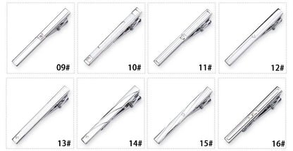 8pcs Tie Clips Metal Diamond With Box For Men Wedding Mens Necktie Clips Set Chrome Stainless Steel Jewelry Gentleman Ties Pin