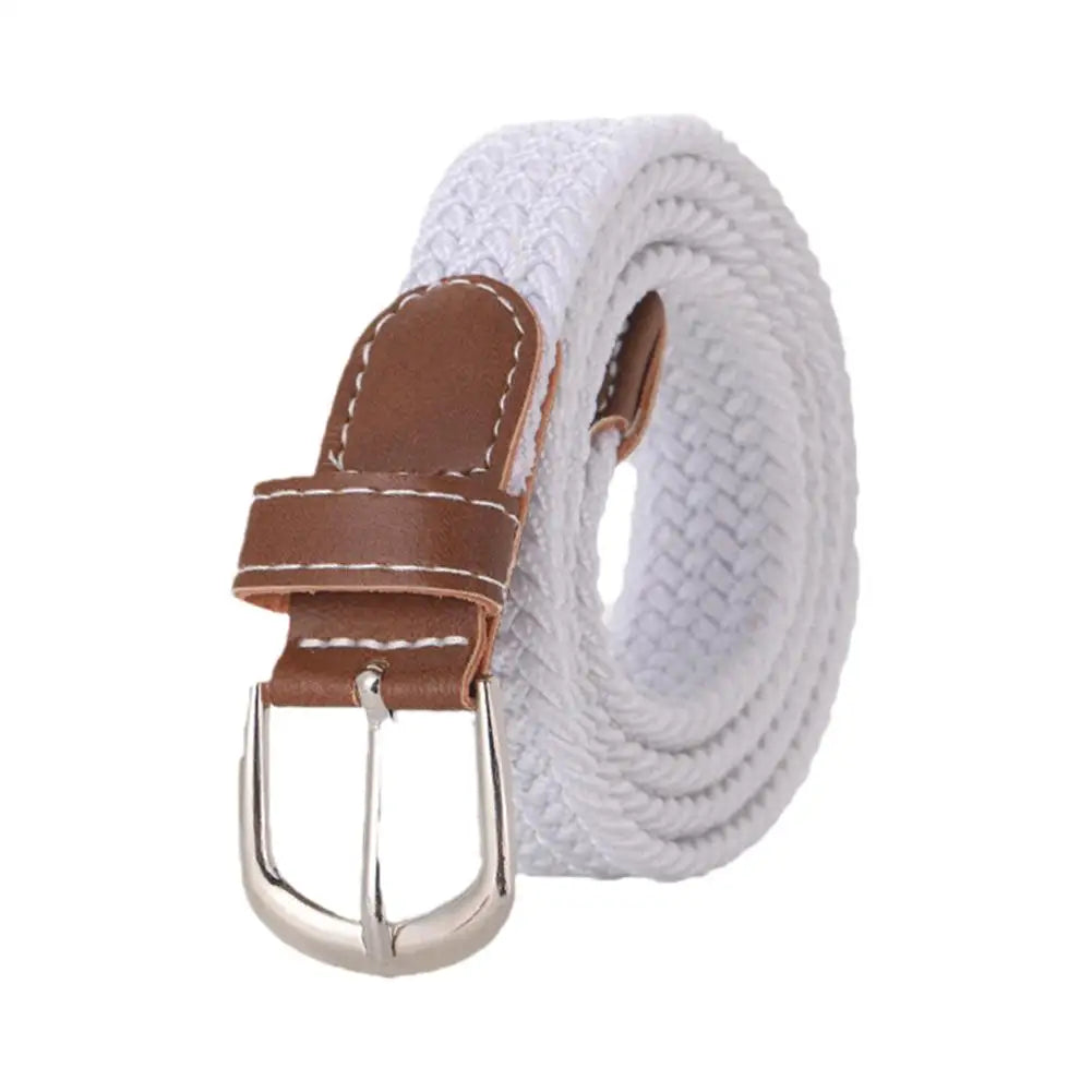 100cm Casual Knitted Pin Buckle Men Belt Woven Canvas Elastic Expandable Braided Stretch Belts For Women Jeans Female Belt