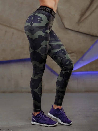 Krisnanas Camouflage 2 Piece Sets Women 2026 Sporty O Neck Short Tops Letter Printed Butt Lifting Leggings New Yoga Suits 6232