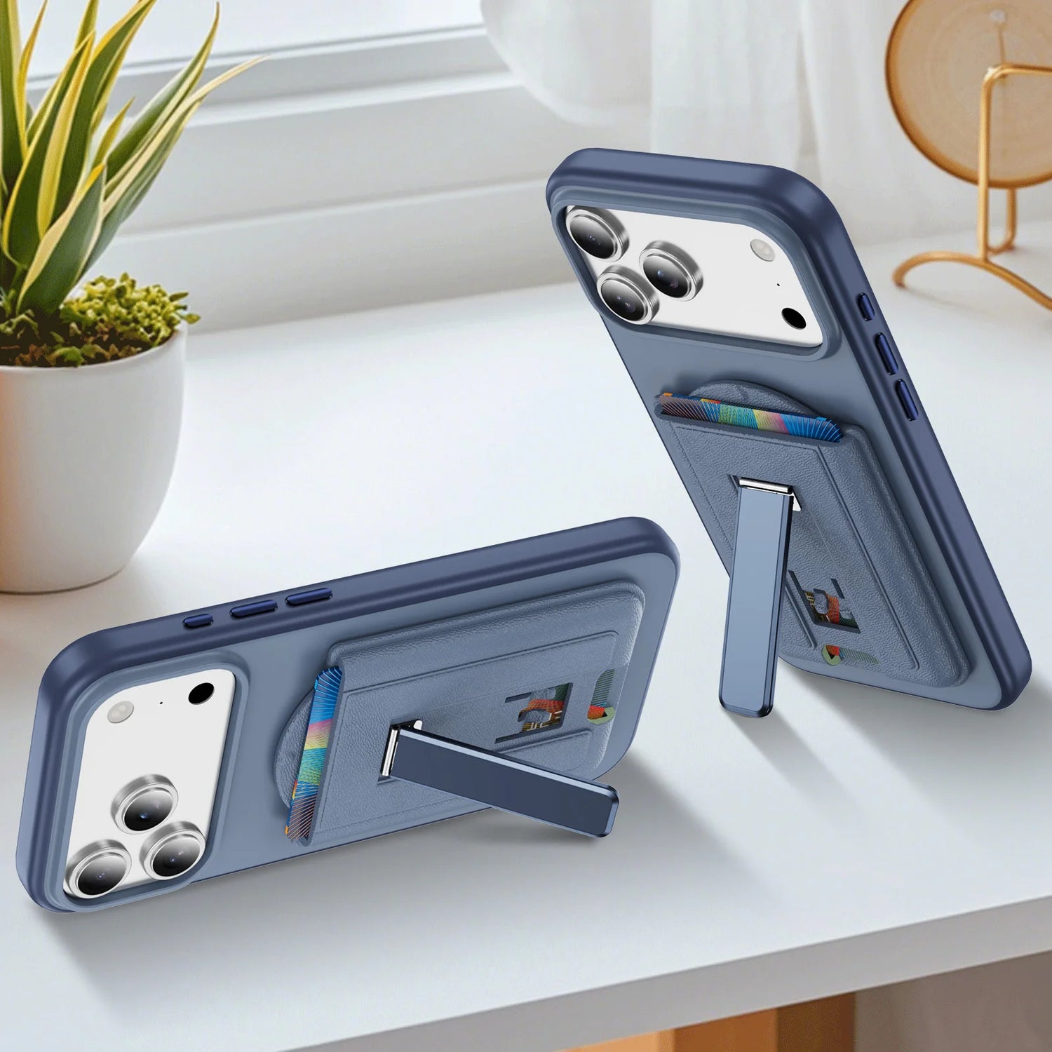 for Magsafe Magnetic Pu Leather Wallet Stand Credit Card Holder for iPhone 17 Air ProMax Anti-theft Swipe Fold Stand Card Holder