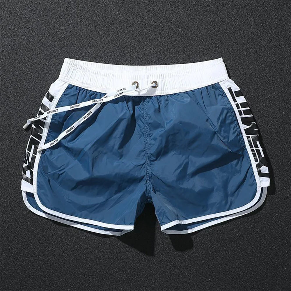 Mens Beach Shorts Swimming Trunks Gym Train Sports Shorts Summer Fashion Color Matching Jogging Running Shorts Men&