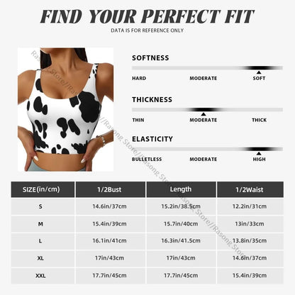 Women Sexy Sports Vest Cow Domestic Pattern Female Streetwear Sport Lingerie Tee Crop Top