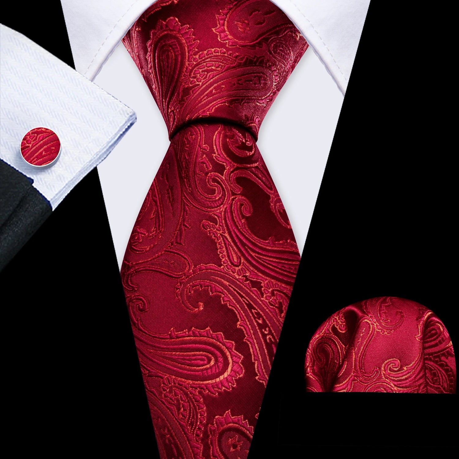Barry.Wang Jacquard Bright Red Men&