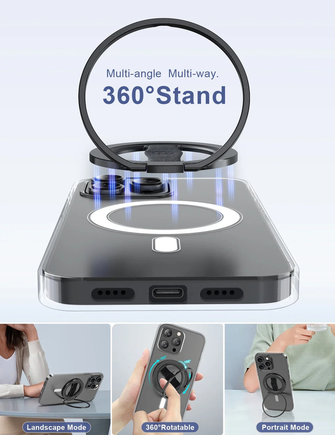 EWA MagOne 3rd Gen Compatible with MagSafe Phone Holder, Removable Magnetic Ring Holder Kickstand Ring for iPhone 16,15,14,13,