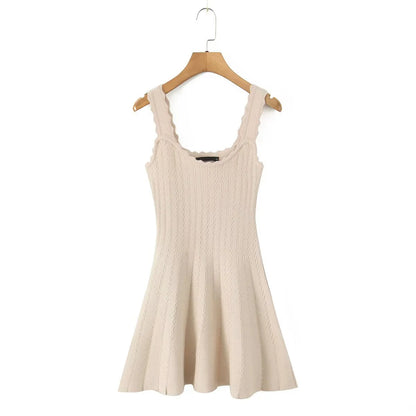 YENKYE 2025 Women O Neck Sleeveless A-line Slim Knit Dresses Casual Autumn Tank Mini Dress
