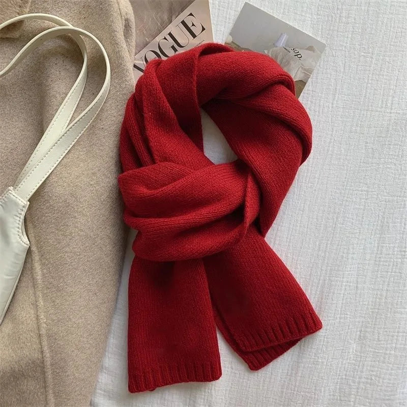 Sheep Wool Scarf for Men and Women, Couple Winter Thick Long Keep Warm Scarves, Solid Color Knitted Scarfs, Versatile and Warm