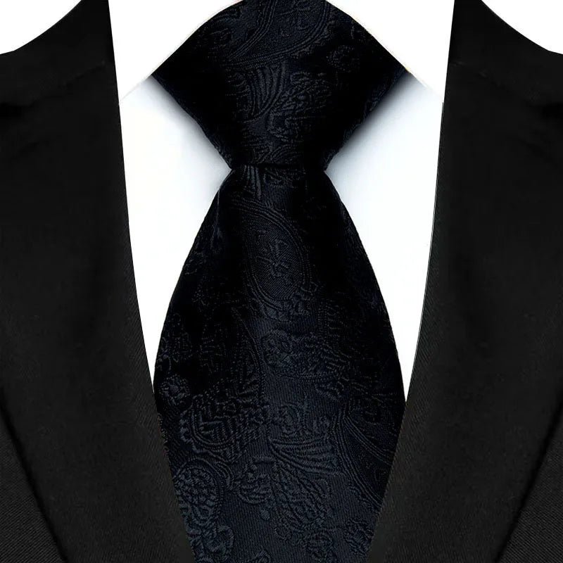 Luxury 8CM Mens Ties Solid Paisley Classic Business Necktie Jacquard Woven Neck ties For Men Groom Wedding Business Party