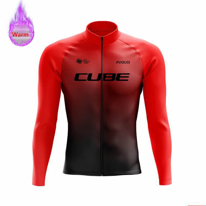 Winter Thermal Fleece Cycling Jersey Sports Bike Rvouei Cube Pro Team Mountian Bicycle Clothing Ropa Ciclismo Invierno Hombre