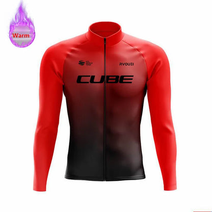 Winter Thermal Fleece Cycling Jersey Sports Bike Rvouei Cube Pro Team Mountian Bicycle Clothing Ropa Ciclismo Invierno Hombre