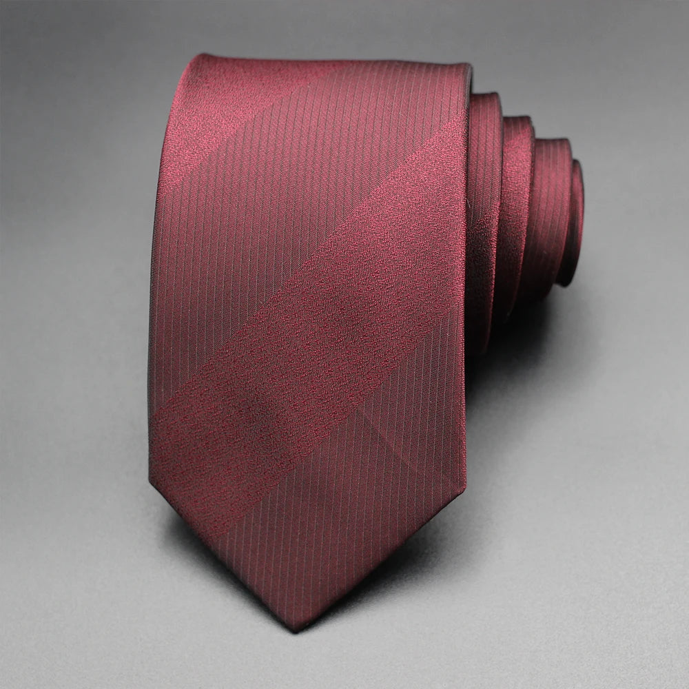 Luxury 7CM Mens Tie Necktie Red Green Stripes Solid Tie For Man Groom Jacquard Woven Neck Tie For Business Wedding Party