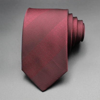 Luxury 7CM Mens Tie Necktie Red Green Stripes Solid Tie For Man Groom Jacquard Woven Neck Tie For Business Wedding Party