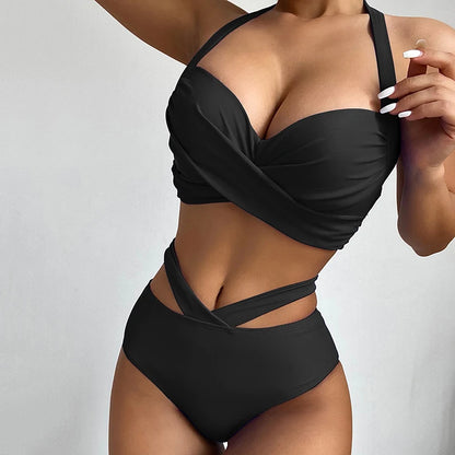 Sexy Two Piece Bikini Set Summer High Waist Halter Swimwear Women Push Up Snake Printed Split Swimsuit Bathing Suits Beachwear