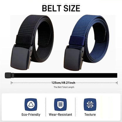 Tactical Belt for Man Golf Outdoor Casual Canvas Belt Black Training Trouser Belt Wide Automatic Buckle Nylon Belt Hunting Sport