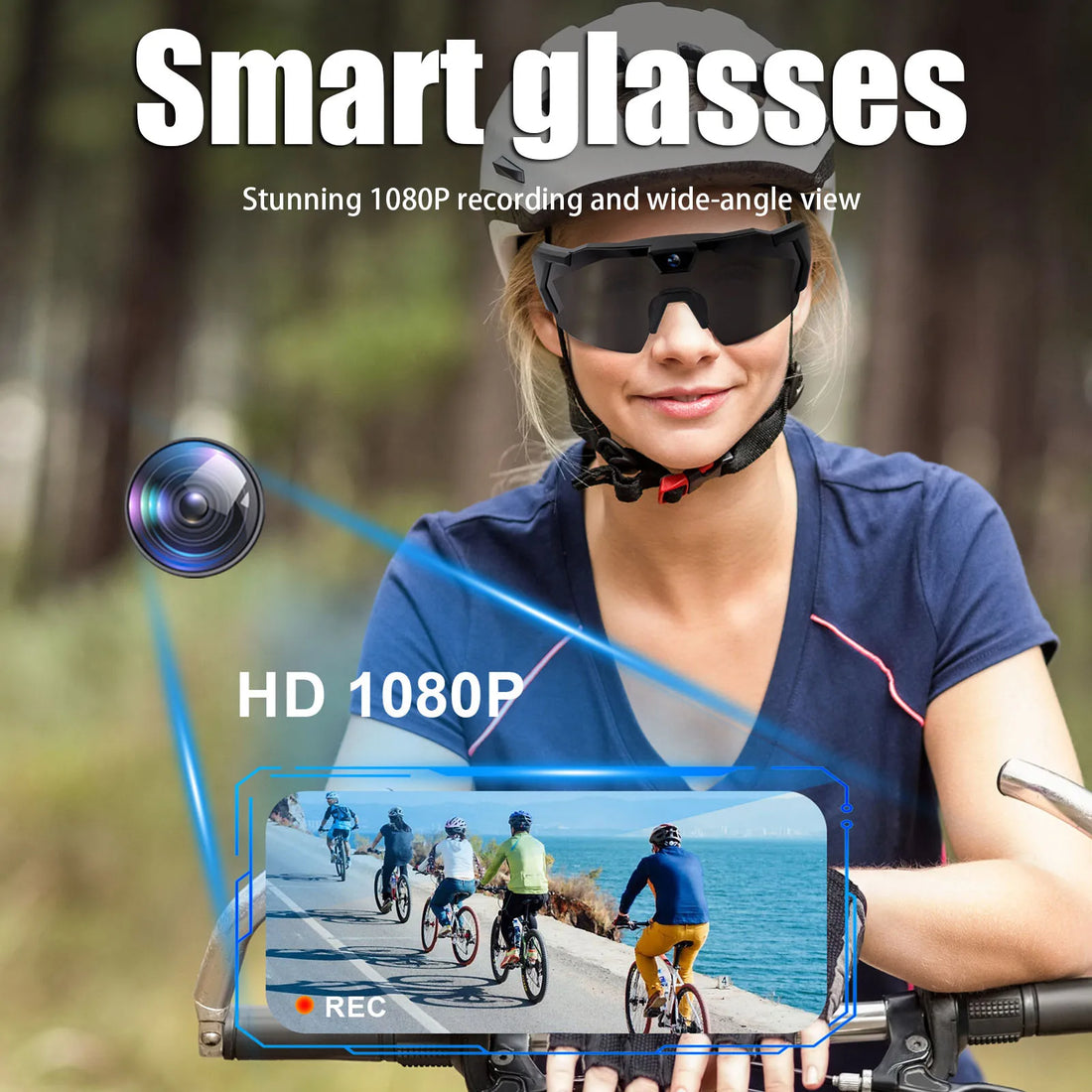 Cycling Action Sunglasses 64G ROM Sport Camera Sunglasses Sports Wearable Glasses Suitable for Men and Women